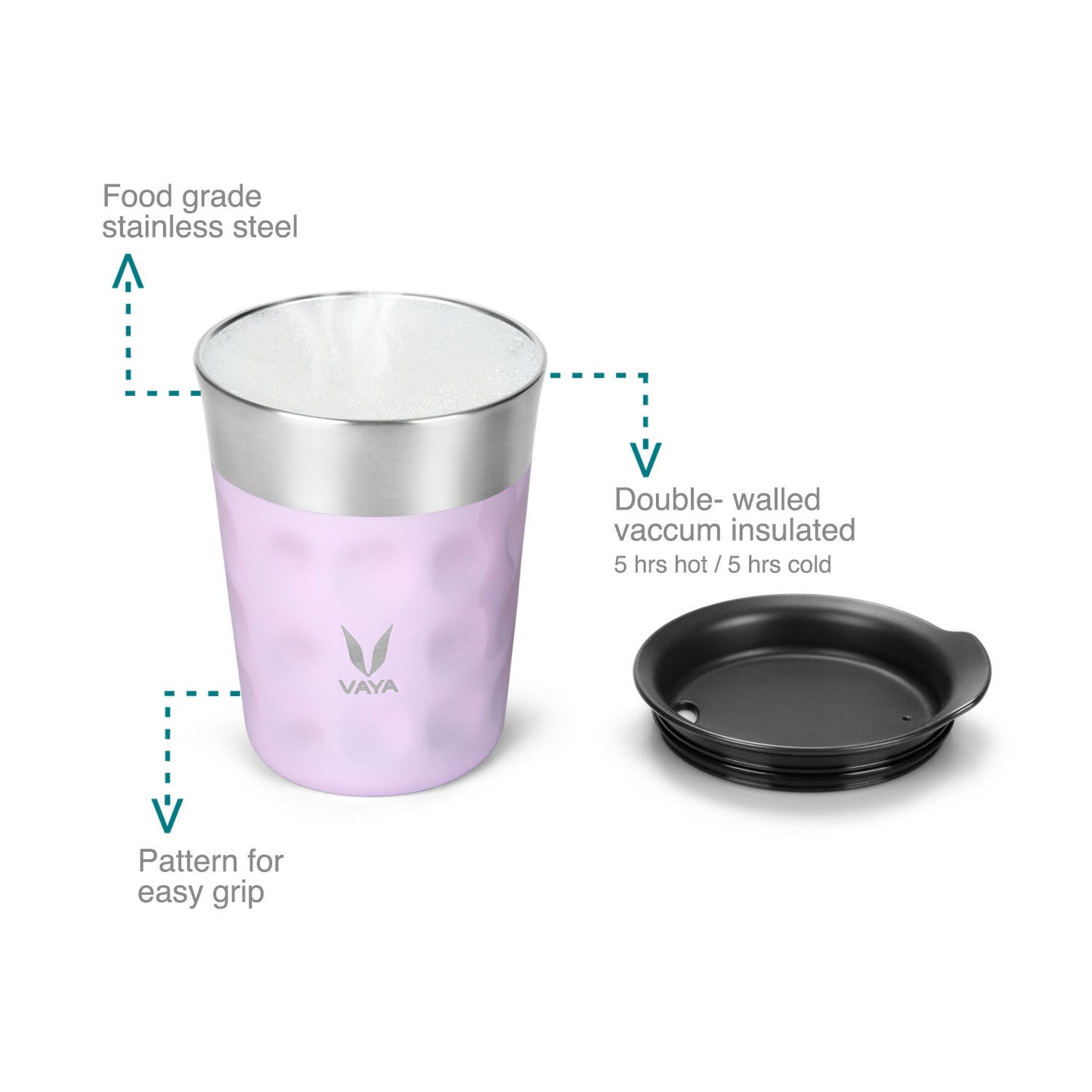 Tumbler Keluli Tahan Karat PopCup dengan Tudung, Mug Perjalanan Bertebat Vakum Dinding Dua Kali, 250ml 