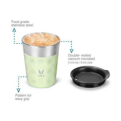 Tumbler Keluli Tahan Karat PopCup dengan Tudung, Mug Perjalanan Bertebat Vakum Dinding Dua Kali, 250ml 