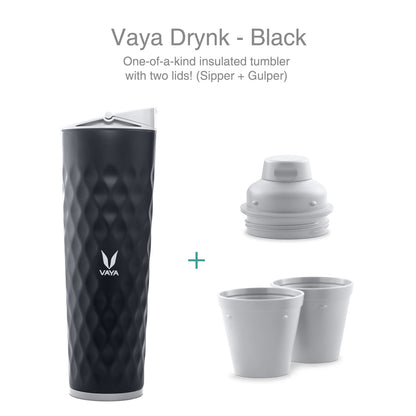 Drynk 3 in 1 Stainless Steel Water Bottle (Tumbler+Sipper+Gulper) with 2 Cups, 600 ml