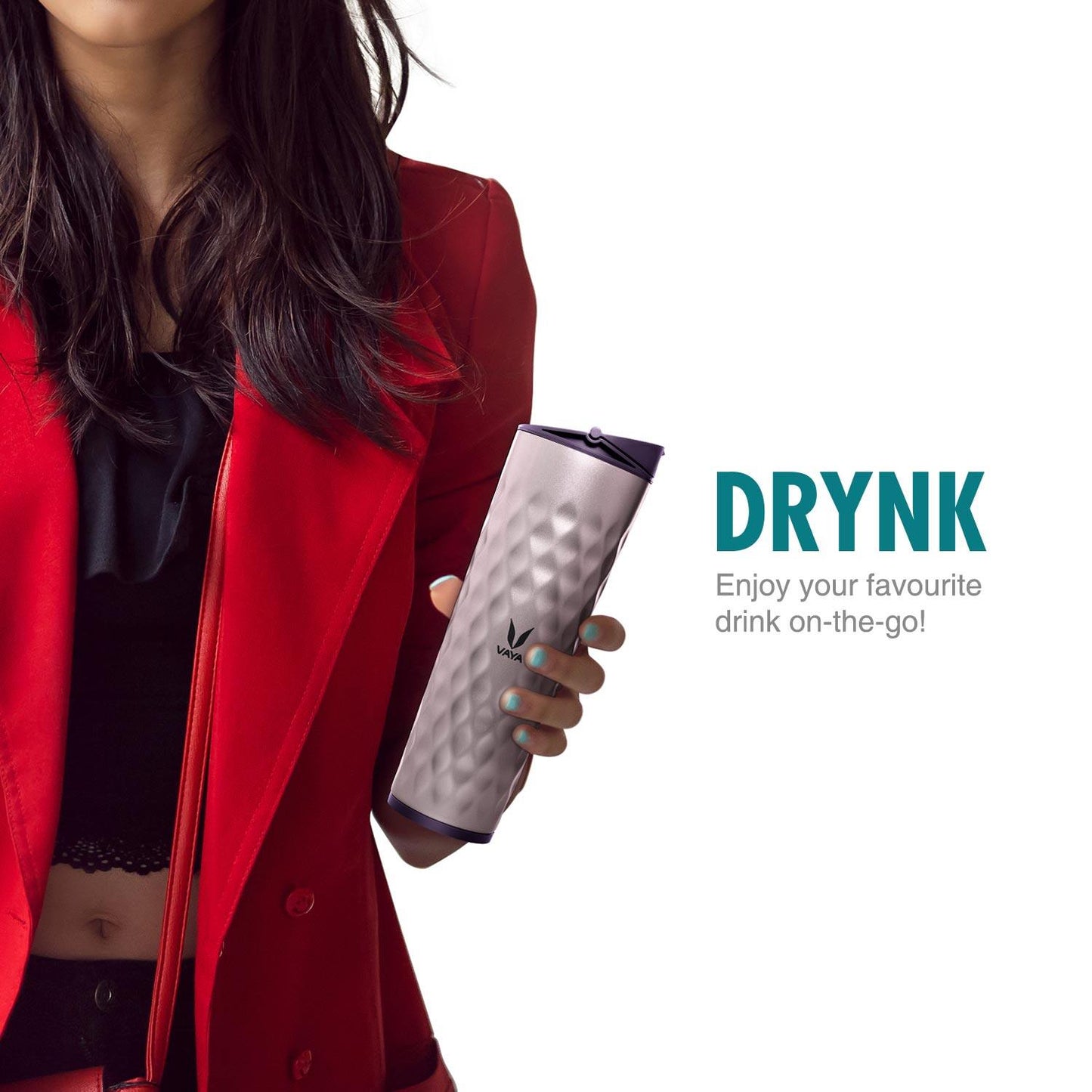 Drynk 3 in 1 Stainless Steel Water Bottle (Tumbler+Sipper+Gulper) with 2 Cups, 600 ml