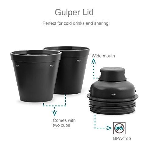 Drynk 350 ml 3 in 1 Vacuum Insulated Stainless Steel Gulper and Sipper Water Bottle (Tumbler+Sipper+Gulper) with 2 Cups, Thermos Flask