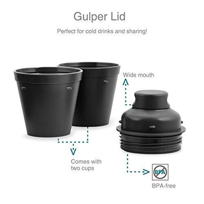 Drynk 350 ml 3 in 1 Vacuum Insulated Stainless Steel Gulper and Sipper Water Bottle (Tumbler+Sipper+Gulper) with 2 Cups, Thermos Flask