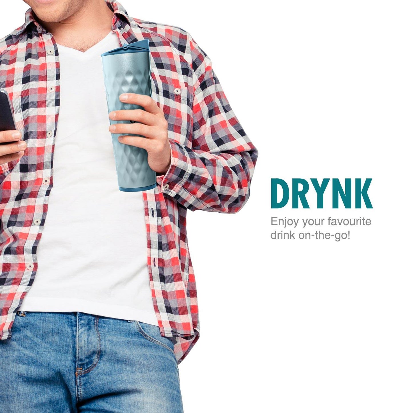 Drynk 350 ml 3 in 1 Vacuum Insulated Stainless Steel Gulper and Sipper Water Bottle (Tumbler+Sipper+Gulper) with 2 Cups, Thermos Flask