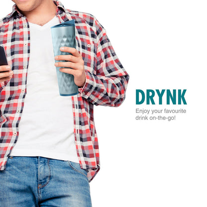 Drynk 350 ml 3 in 1 Vacuum Insulated Stainless Steel Gulper and Sipper Water Bottle (Tumbler+Sipper+Gulper) with 2 Cups, Thermos Flask