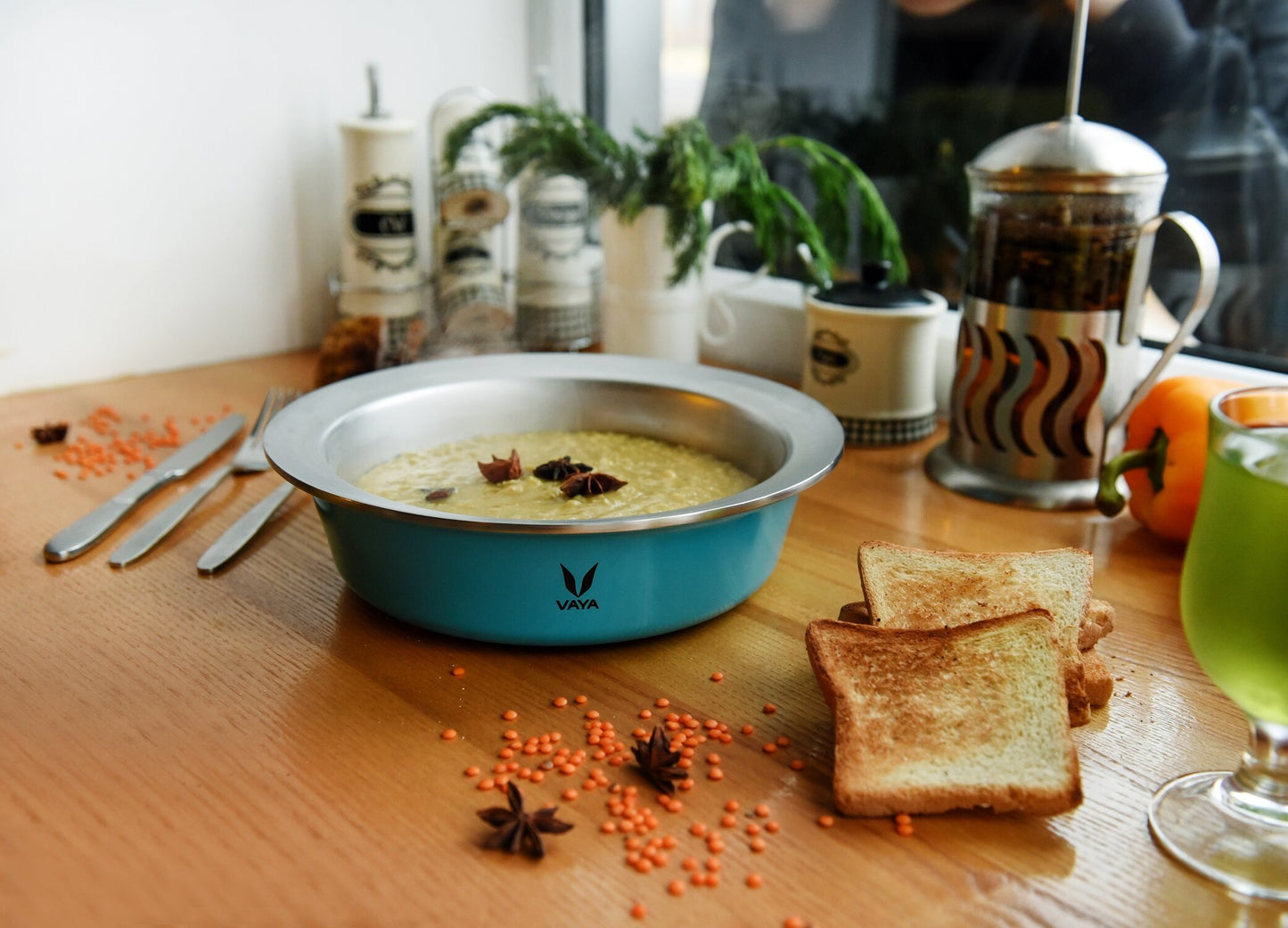 HauteCase - Kaserol Bertebat Keluli Tahan Karat Dengan Tudung | Periuk Kes Panas dan Bekas Makanan Termos | Kuali Periuk Kaserol Panas dengan Tudung 1.1L + Tudung Tindanan 