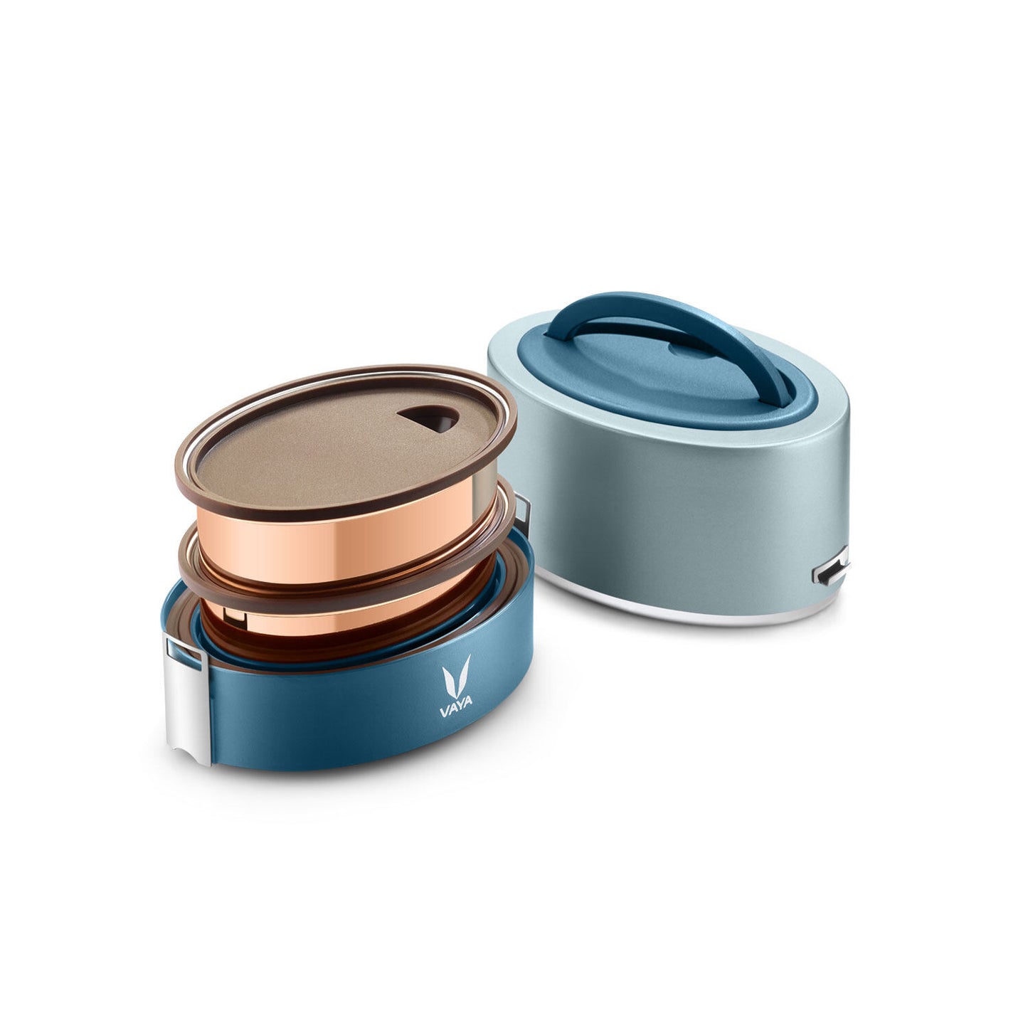 Tyffyn Copper-Finished Stainless Steel Lunch Box, 600 ml, 2 Containers