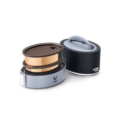 Tyffyn Copper-Finished Stainless Steel Lunch Box, 600 ml, 2 Containers