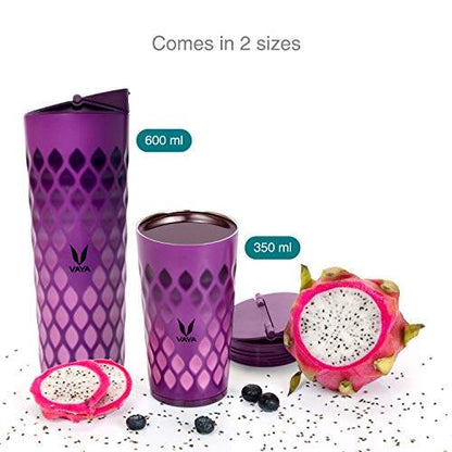 Drynk 600 ml Kelalang Keluli Tahan Karat Bertebat Vakum, Botol Air Penyedut Termos (Tumbler+Sipper) 