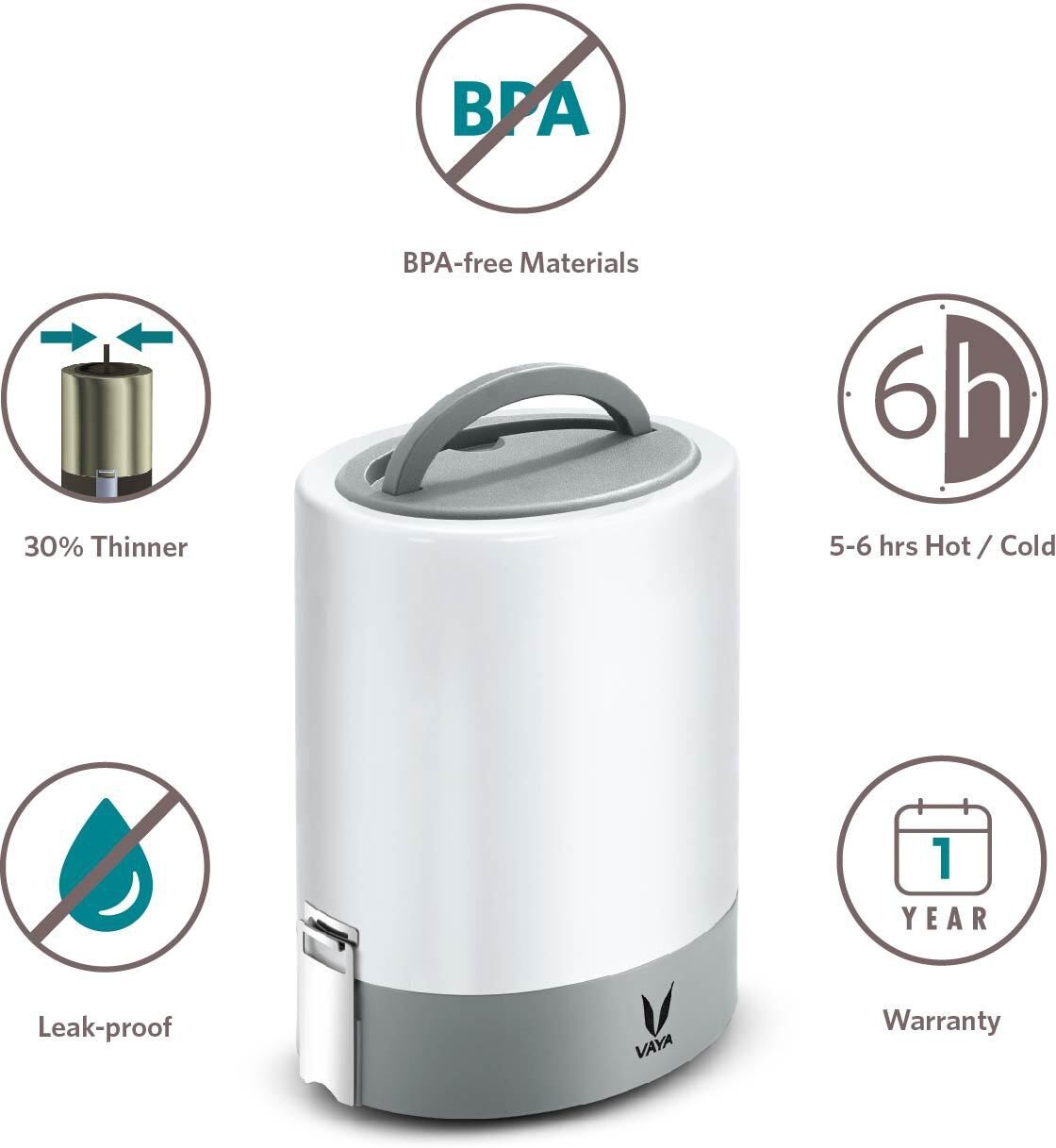 Tyffyn Jumbo Copper-Finished Stainless Steel Lunch Box Without Bagmat, 1300 ml, 4 Containers