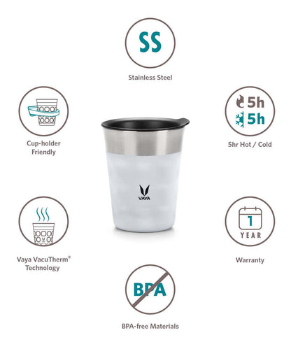 Tumbler Keluli Tahan Karat PopCup dengan Tudung, Mug Perjalanan Bertebat Vakum Dinding Dua Kali, 250ml 