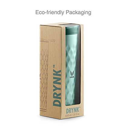 Drynk 600 ml Kelalang Keluli Tahan Karat Bertebat Vakum, Botol Air Penyedut Termos (Tumbler+Sipper) 