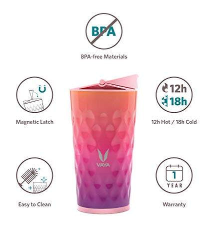 Drynk 350 ml 3 in 1 Vacuum Insulated Stainless Steel Gulper and Sipper Water Bottle (Tumbler+Sipper+Gulper) with 2 Cups, Thermos Flask