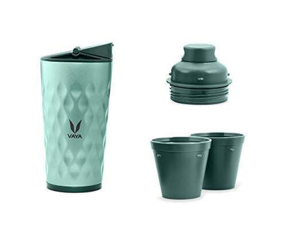 Drynk 350 ml 3 in 1 Vacuum Insulated Stainless Steel Gulper and Sipper Water Bottle (Tumbler+Sipper+Gulper) with 2 Cups, Thermos Flask