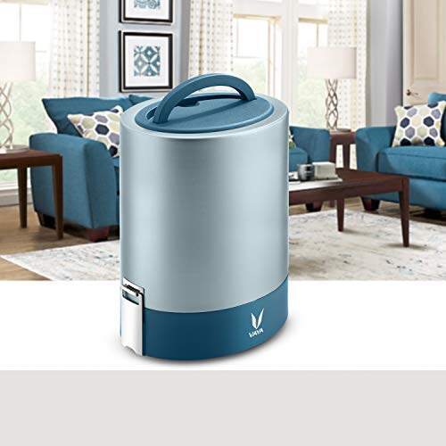 Tyffyn Jumbo Black Polished Stainless Steel Lunch Box Without Bagmat, 1300 ml, 4 Containers, Black