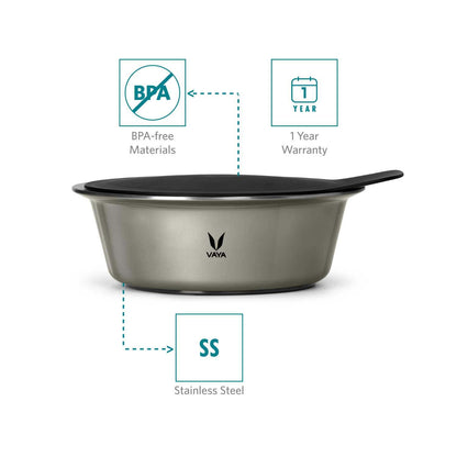 HauteCase - Kaserol Bertebat Keluli Tahan Karat Dengan Tudung | Periuk Kes Panas dan Bekas Makanan Termos | Kuali Periuk Kaserol Panas dengan Tudung 1.5L + Tudung Tindanan 