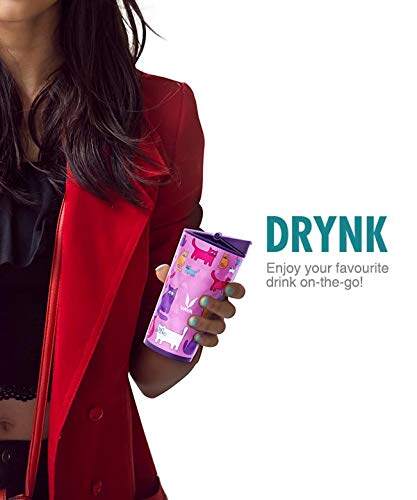 Drynk 350 ml 3 in 1 Vacuum Insulated Stainless Steel Gulper and Sipper Water Bottle (Tumbler+Sipper+Gulper) with 2 Cups, Thermos Flask