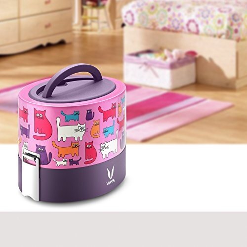 Tyffyn Polished Stainless Steel Lunch Box for Kids Without Bagmat, 600 ml, 2 Containers