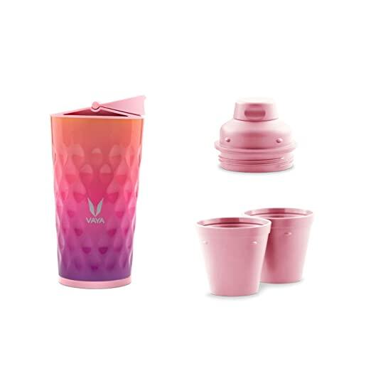 Drynk 350 ml 3 in 1 Vacuum Insulated Stainless Steel Gulper and Sipper Water Bottle (Tumbler+Sipper+Gulper) with 2 Cups, Thermos Flask