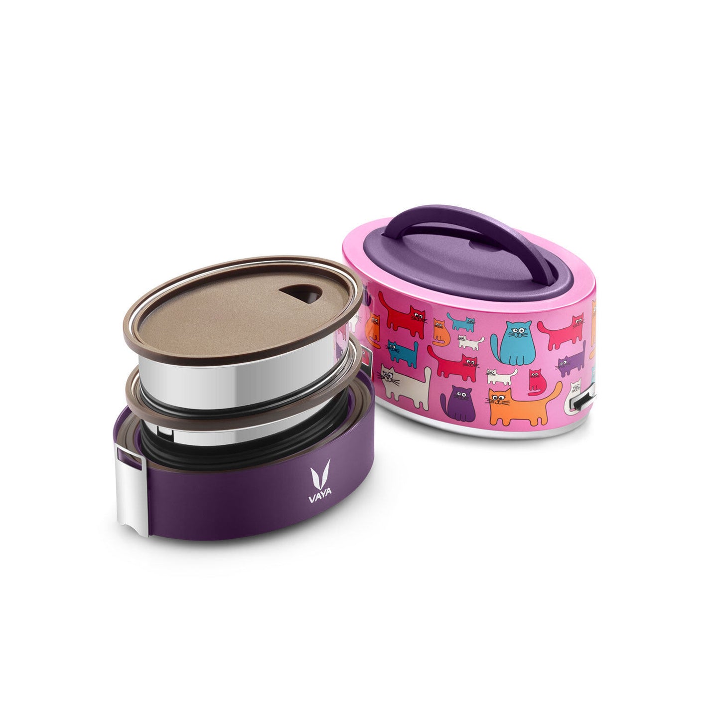 Tyffyn Polished Stainless Steel Lunch Box for Kids Without Bagmat, 600 ml, 2 Containers