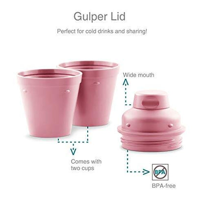 Drynk 350 ml 3 in 1 Vacuum Insulated Stainless Steel Gulper and Sipper Water Bottle (Tumbler+Sipper+Gulper) with 2 Cups, Thermos Flask