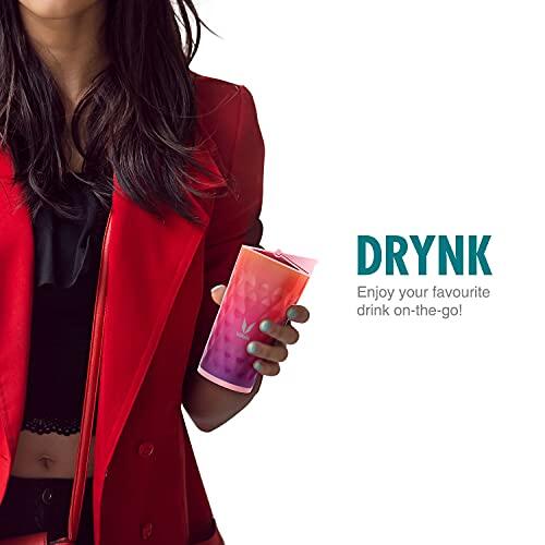 Drynk 350 ml 3 in 1 Vacuum Insulated Stainless Steel Gulper and Sipper Water Bottle (Tumbler+Sipper+Gulper) with 2 Cups, Thermos Flask