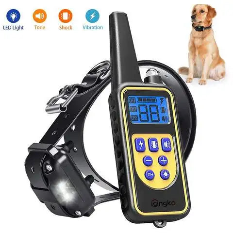 Electric Pet Dog Training Collar Shock Training Collar Electronic Remote Control Waterproof Rechargeable