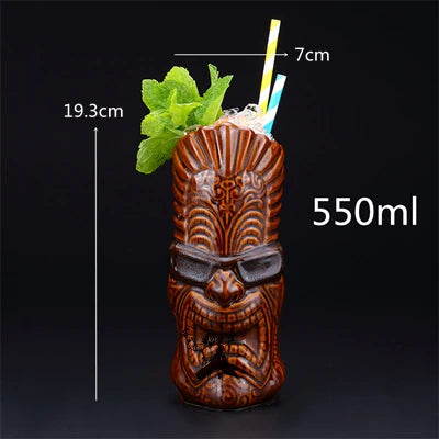 450ml Hawaii Tiki Ceramic Mug – Peralatan Minuman Bertemakan Tropika