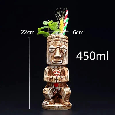 450ml Hawaii Tiki Ceramic Mug – Peralatan Minuman Bertemakan Tropika
