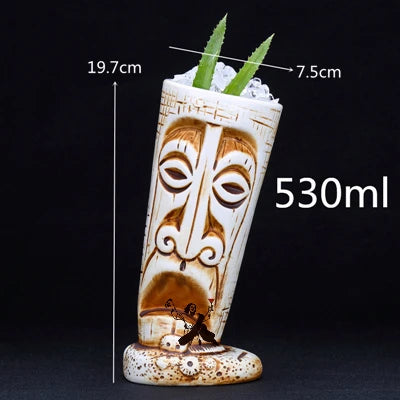 450ml Hawaii Tiki Ceramic Mug – Peralatan Minuman Bertemakan Tropika