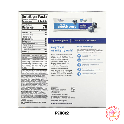 Plum Organics, Snack Size Sandwich Bar, 15 Months & Up, Blueberry & Oatmeal, Set Of 5 Bars