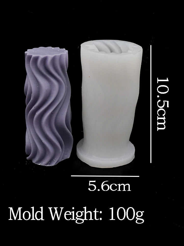 Wavy Stripe Silicone Candle Mold – Elegant DIY Twisted Pillar Candlestick Maker