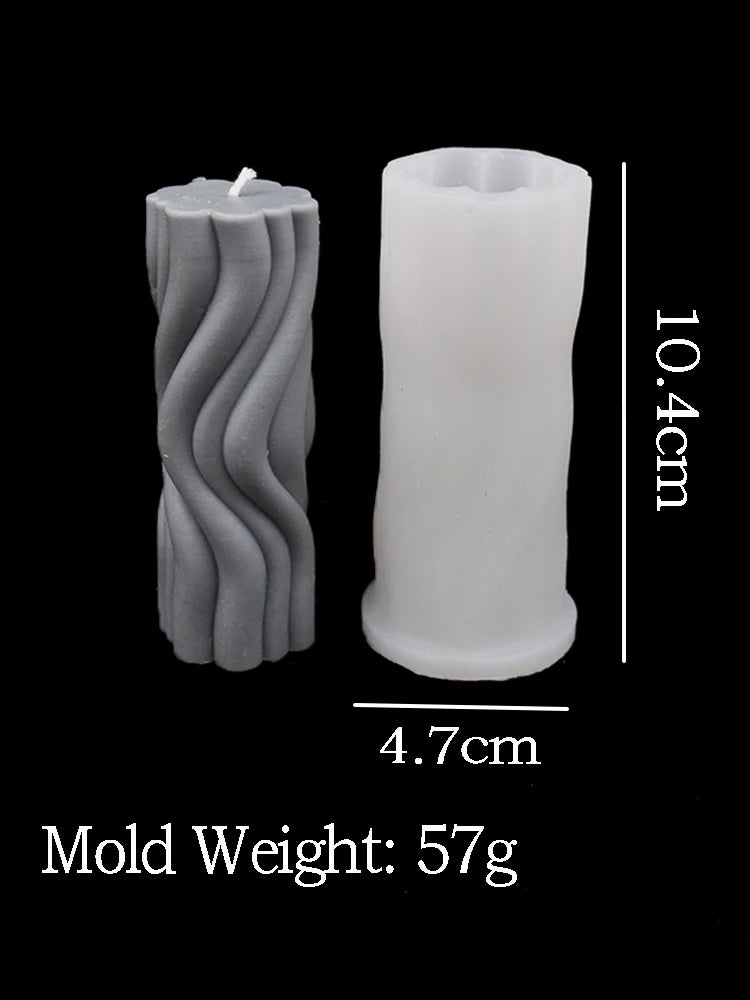 Wavy Stripe Silicone Candle Mold – Elegant DIY Twisted Pillar Candlestick Maker