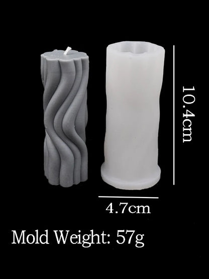Wavy Stripe Silicone Candle Mold – Elegant DIY Twisted Pillar Candlestick Maker