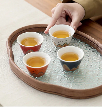 Elegant Chinese-Style Ceramic Tea Set – 4 Cups, Teapot & Tea Canister in Gift Box