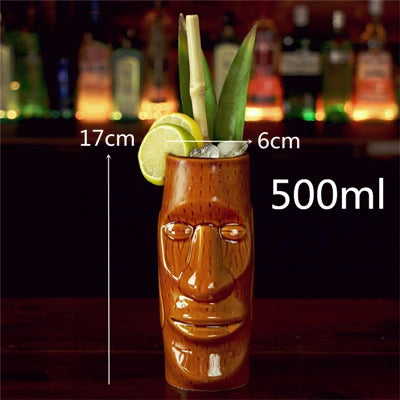 450ml Hawaii Tiki Ceramic Mug – Peralatan Minuman Bertemakan Tropika
