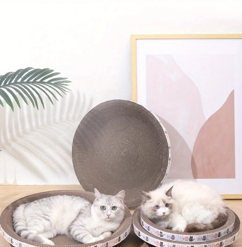 1pc Corrugated Paper Cat Scratcher and Toy Set - Durable and Fun Cat Scratching Pad for Happy and Healthy Felines