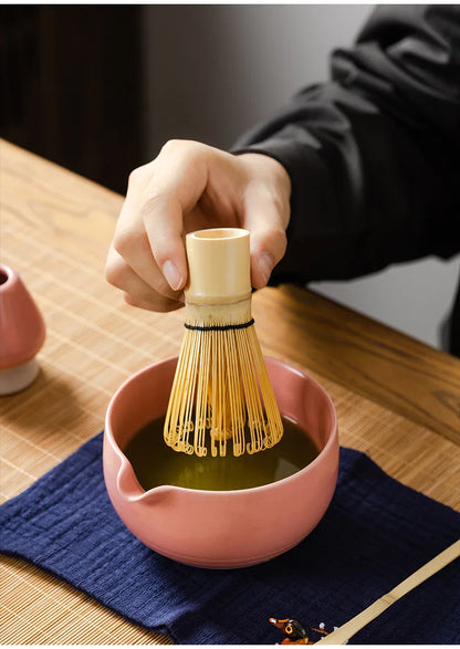 9PCS Japanese Matcha Set with Ceramic Bowl Bamboo Matcha Whisk and Tea Scoop for Tea Lovers Gifts Tea-Making Tools Accessories