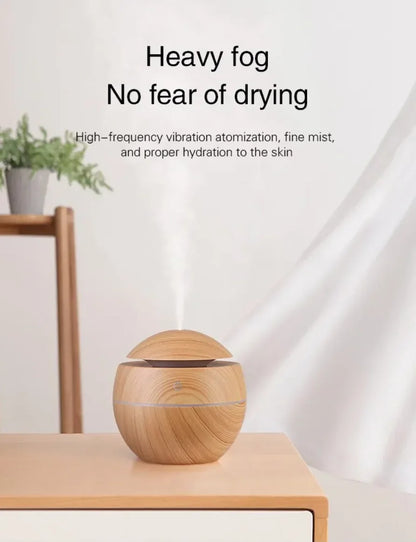 Xiaomi USB Ultrasonic Aroma Diffuser & Cool Mist Humidifier – Wood Grain Design for Home & Office
