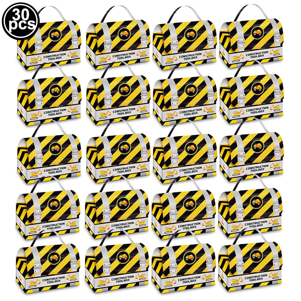 Construction Vehicle Theme Party Gift Boxes – Excavator & Engineering Design for Kids' Birthday Decor