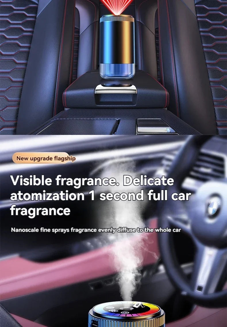 Smart Car Air Freshener Rechargeable Aroma Diffuser 5 Levels of Adjustable Intelligent  Diffuser Pickup Light Starry Sky Summit