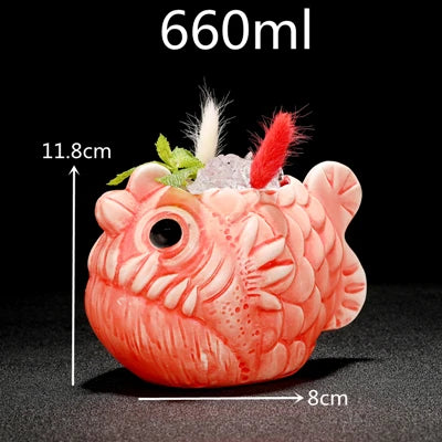 450ml Hawaii Tiki Ceramic Mug – Peralatan Minuman Bertemakan Tropika