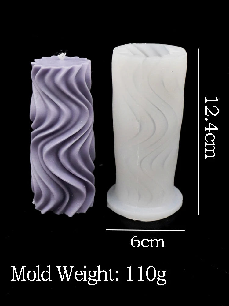 Wavy Stripe Silicone Candle Mold – Elegant DIY Twisted Pillar Candlestick Maker