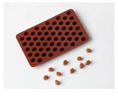 多腔咖啡豆硅胶模具 – DIY蜡烛、肥皂、树脂和烘焙工具