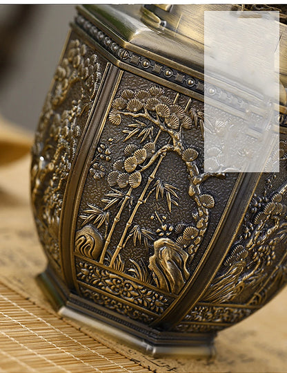 Logam Tin Teh Berkapasiti Besar Hijau Teh Hitam Balang Bekas Penyimpanan Kadi Kopi Gula Kotak Teh Dimeterai Dapur Rumah