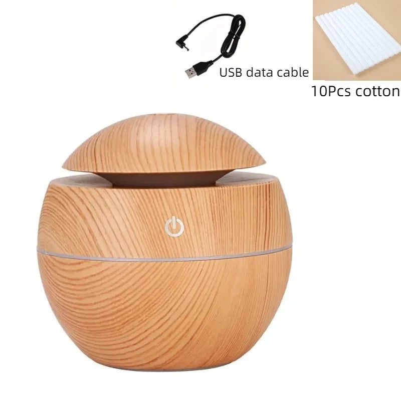 Xiaomi USB Ultrasonic Aroma Diffuser & Cool Mist Humidifier – Wood Grain Design for Home & Office