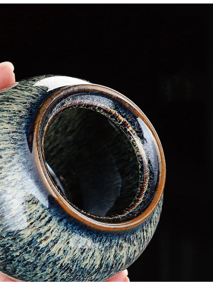 Tin Teh Tekstur Bercat Dimeterai Balang Penyimpanan Caddy Teh Seramik dengan Penutup Meja Kopi Hiasan Meja Balang Umum Tin Candy