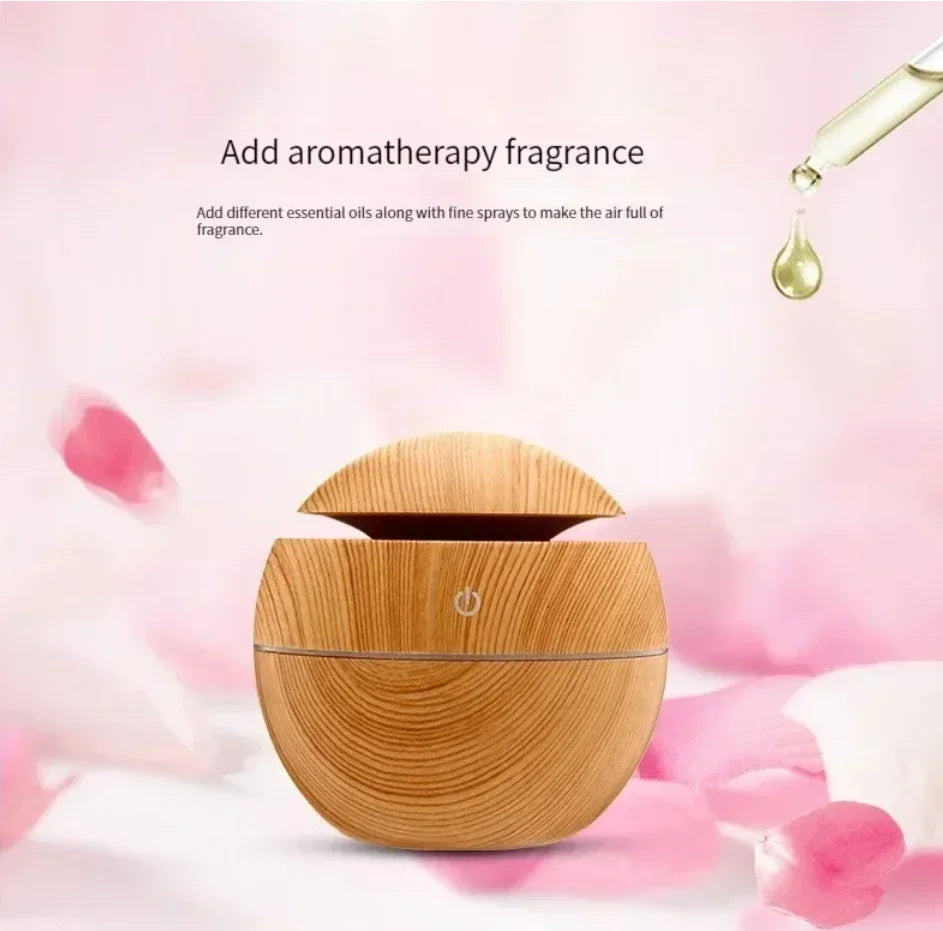 Xiaomi USB Ultrasonic Aroma Diffuser & Cool Mist Humidifier – Wood Grain Design for Home & Office