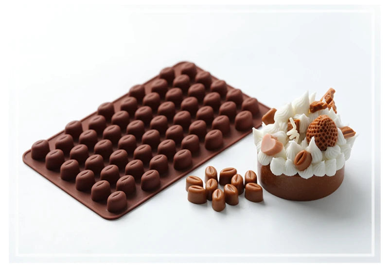 多腔咖啡豆硅胶模具 – DIY蜡烛、肥皂、树脂和烘焙工具