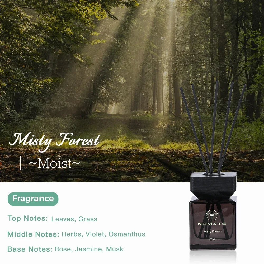 NAMSTE 100ML Reed Diffuser Set Siri Wangian Hotel Aromaterapi Tanpa Api Dalaman Wangian Tahan Lama Deodoran Bilik Mandi