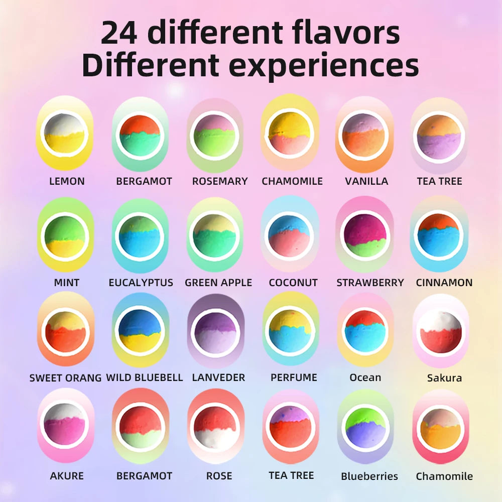 Bom Mandian Kanak-kanak 24 Pek dengan Mainan Kejutan Di Dalam – Set Hadiah Mandian Buih Semulajadi &amp; Organik